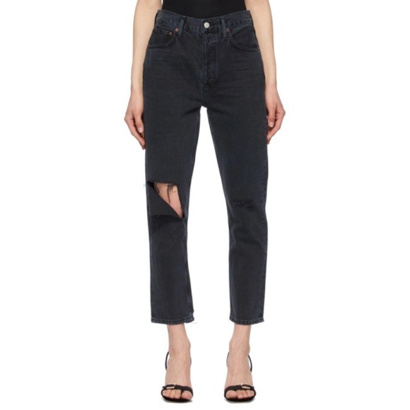 Agolde Riley High Rise Straight Crop Jeans Ripped / Distressed (Contraband) - Picture 1 of 11
